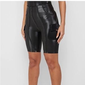 MDV- Faux Leather Biker Shorts